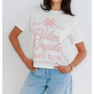 NEW SUNNY SOMEWHERE palm royale tennis everyday tee in off white